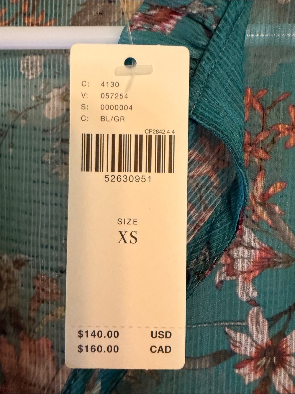 NWT Anthropologie Maive Teal Floral Ruffle-Trim Sheer Long-Sleeve Dress. Size XS - Picture 16 of 16